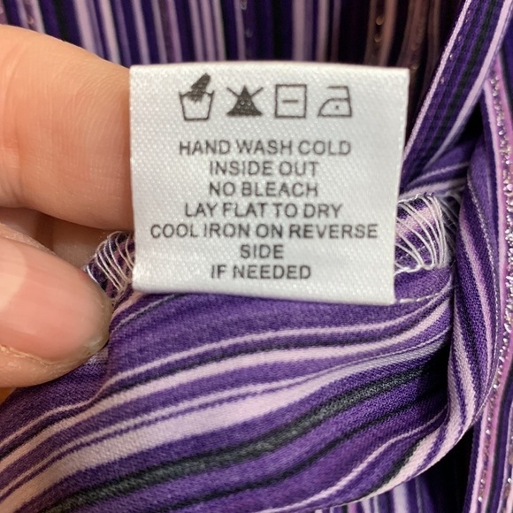 Lilly Collection | Purple Striped Button Down Metallic Thread Shirt Dress NWT S - Picture 10 of 17